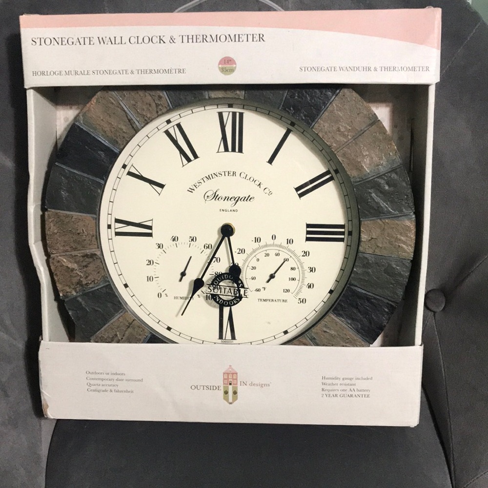 Stonegate wall clock and thermometer
